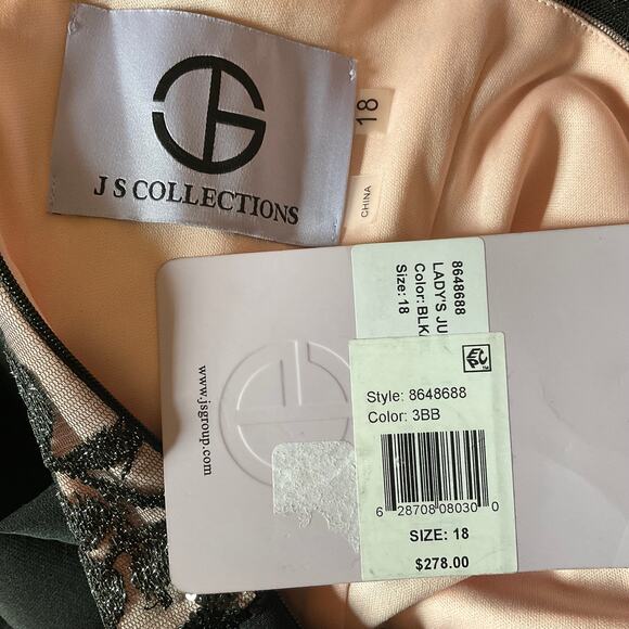 JS Collections Sequined Lace and Crepe Wide Leg Pant Jumpsuit Black Size 18 - Picture 9 of 12